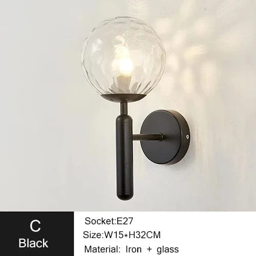 NOIR / TRANSPARENT / VERRE TEXTURÉ Applique murale Boule ｜Glass ball