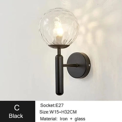 NOIR / TRANSPARENT / VERRE TEXTURÉ Applique murale Boule ｜Glass ball