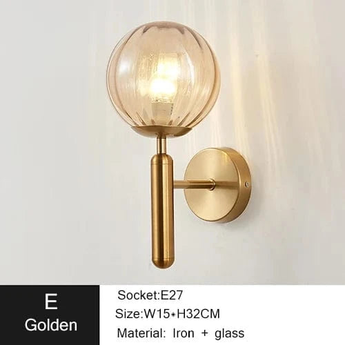OR / AMBRÉ / VERRE STRIÉ Applique murale Boule ｜Glass ball