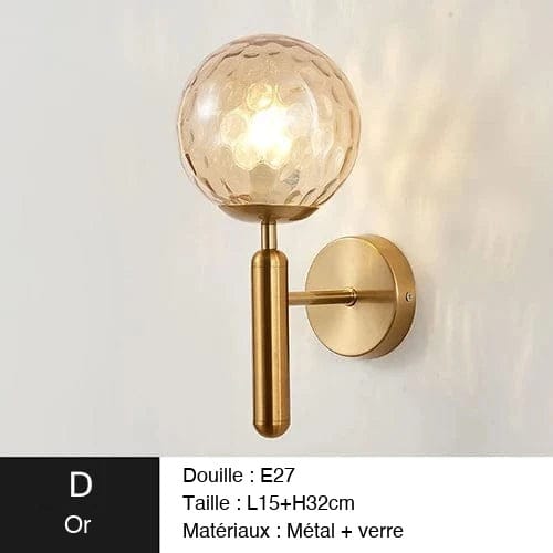 OR / AMBRÉ / VERRE TEXTURÉ Applique murale Boule ｜Glass ball