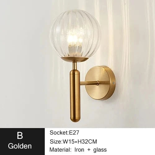 OR / TRANSPARENT / VERRE STRIÉ Applique murale Boule ｜Glass ball