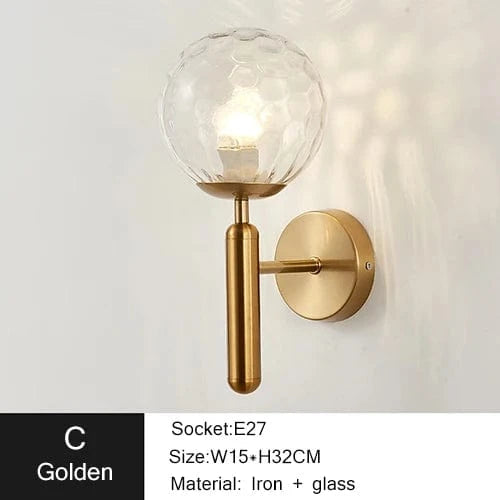 OR  / TRANSPARENT / VERRE TEXTURÉ Applique murale Boule ｜Glass ball