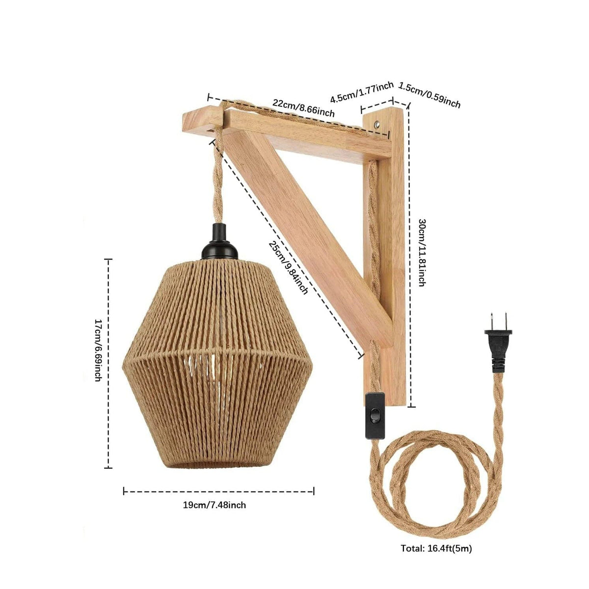 Applique murale corde et bois