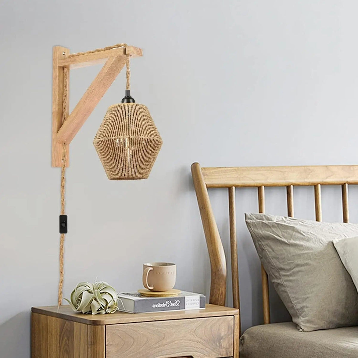 Applique murale corde et bois
