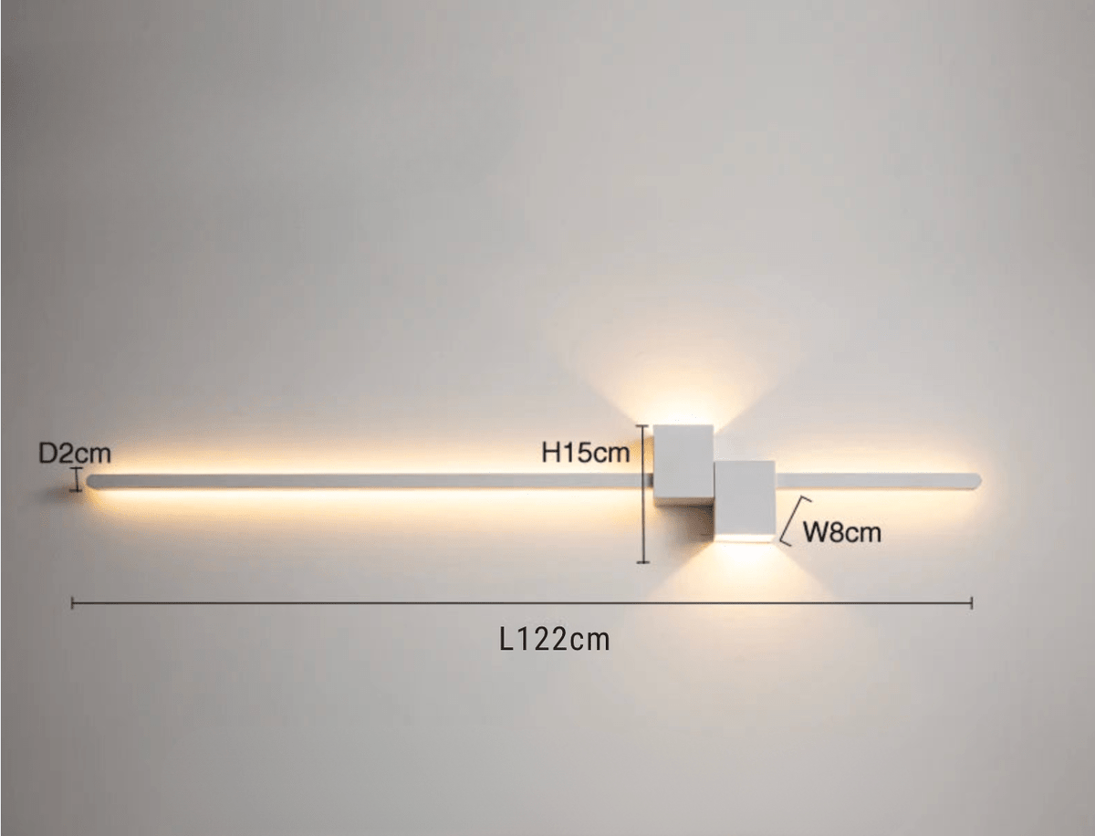 BLANC 122 CM / LUMIÈRE CHAUDE Applique murale design led interieur