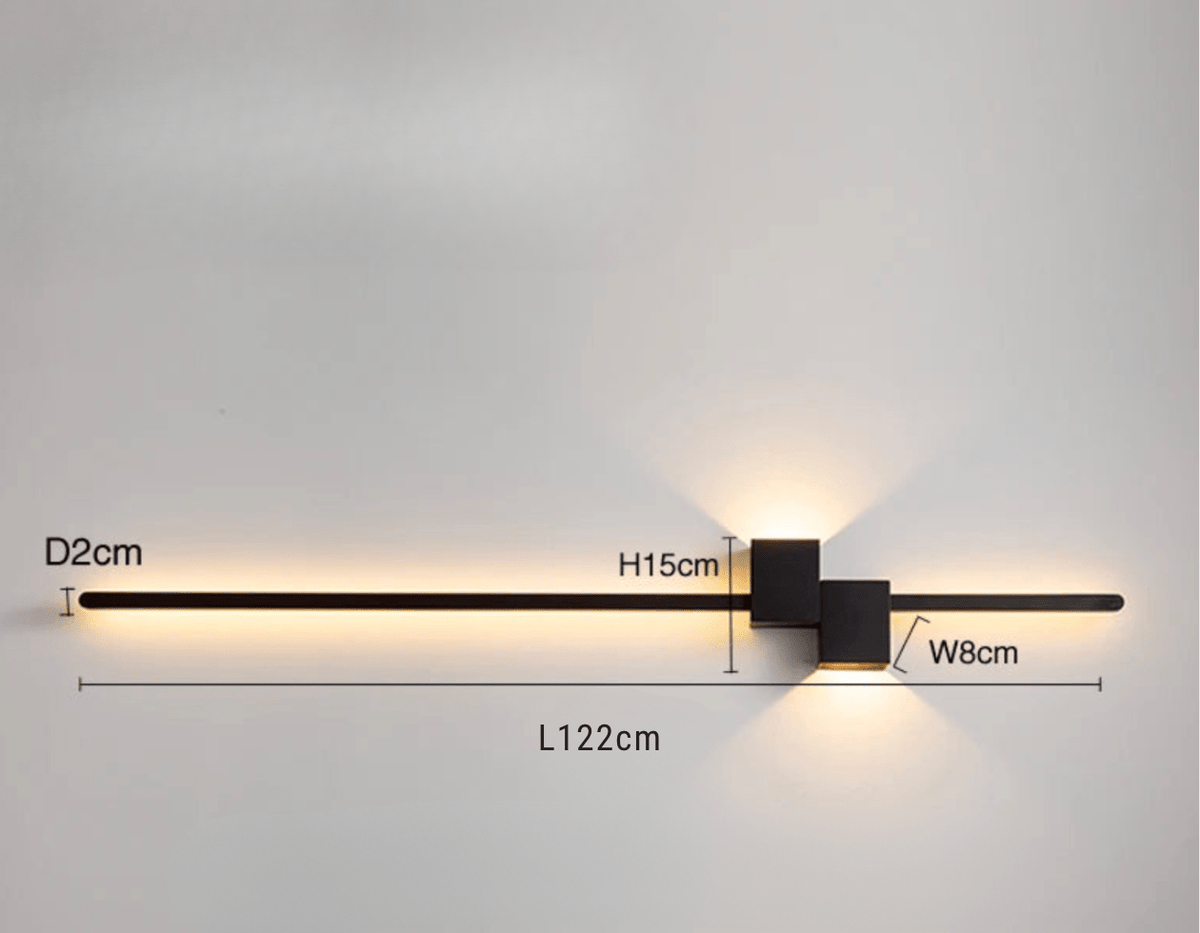 NOIR 122 CM / LUMIÈRE CHAUDE Applique murale design led interieur