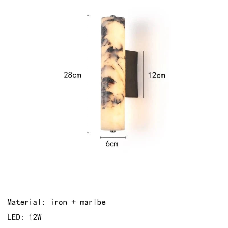 DIAMÈTRE 6 CM / LUMIÈRE CHAUDE Applique murale en marbre véritable