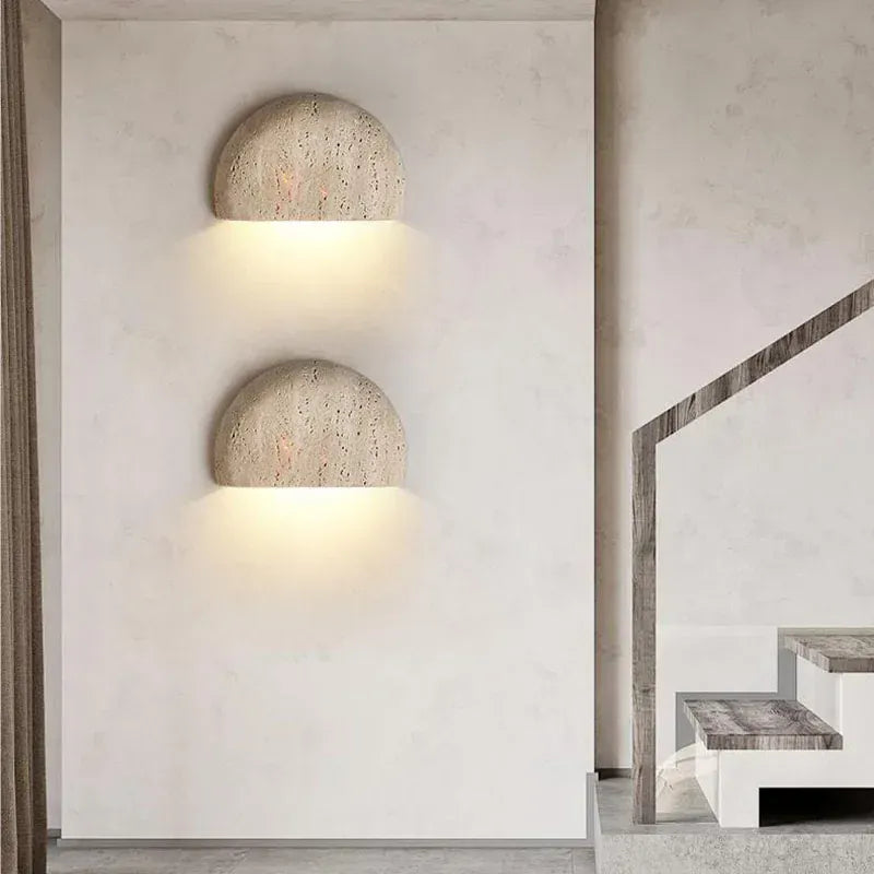 yellow stone / warm light 3000K Applique murale en pierre demi cercles