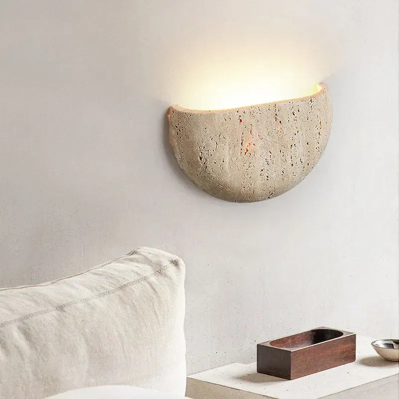 yellow stone / warm light 3000K Applique murale en pierre demi cercles