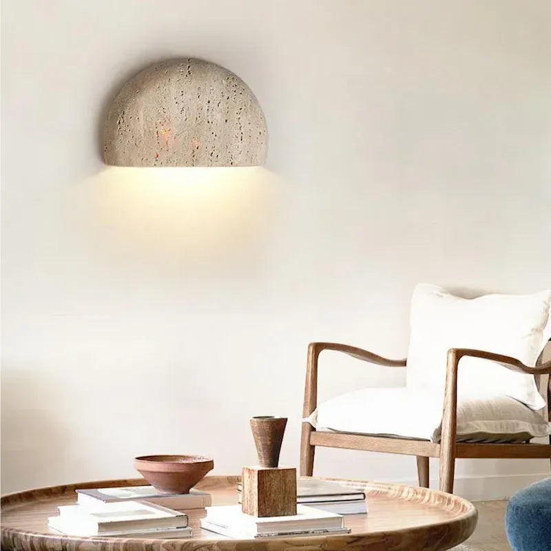 yellow stone / warm light 3000K Applique murale en pierre demi cercles