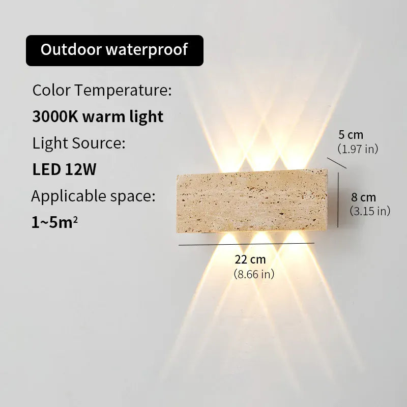 22cm-outdoor / warm light Applique murale en pierre design minimaliste