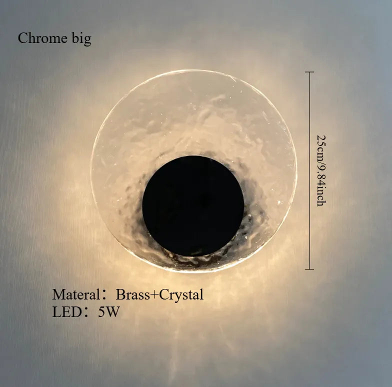 Chrome D25CM / 3colors 3000-6500K Applique murale en verre dépoli orné de laiton