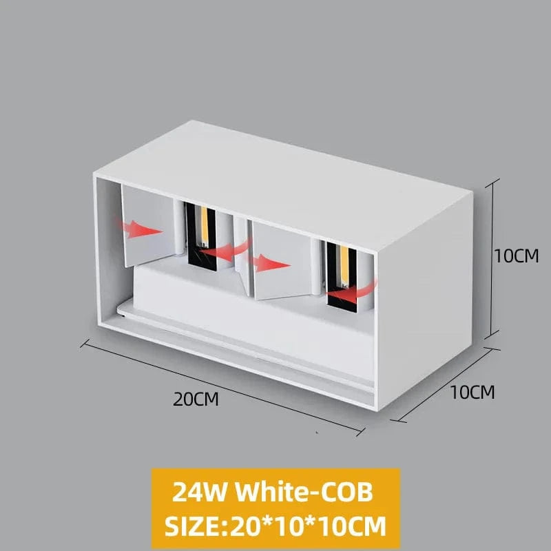 LUMIÈRE FROIDE 6000k / BLANC 24w Applique murale IP 65 minimaliste