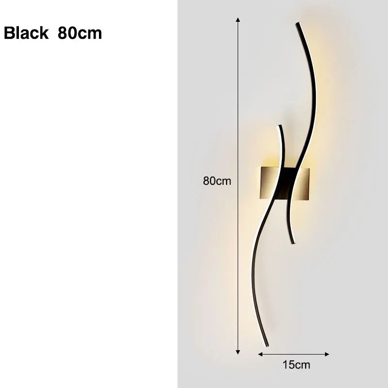 Black 80cm / Tricolor Lights Applique murale LED design moderne ondulée