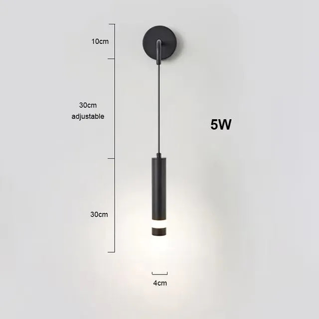 WD255-Black / Cool White(5500-7000K) Applique murale liseuse avec pendant