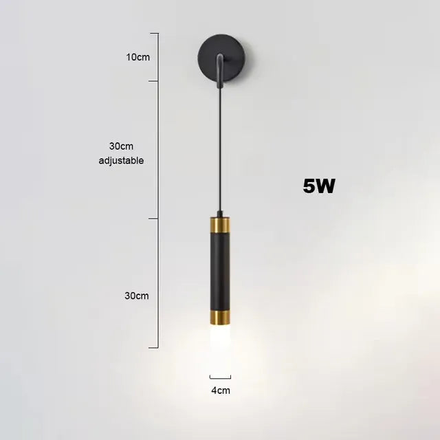 WD255-BlackGold / Warm White (2700-3500K) Applique murale liseuse avec pendant