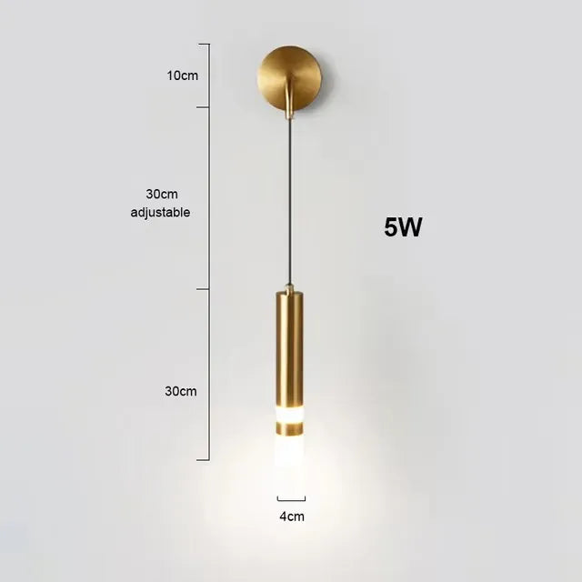 WD255-Gold / Cool White(5500-7000K) Applique murale liseuse avec pendant