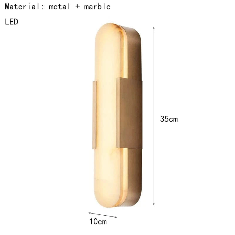 35cm-Gold / Natural light Applique murale marbre base cuivre