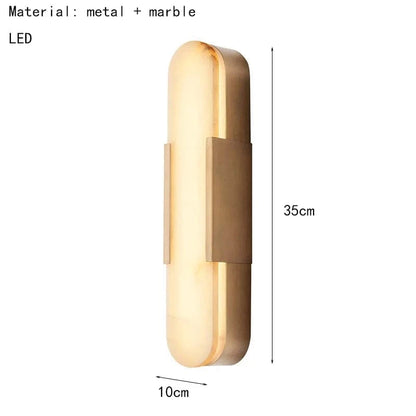 35cm-Gold / Natural light Applique murale marbre base cuivre