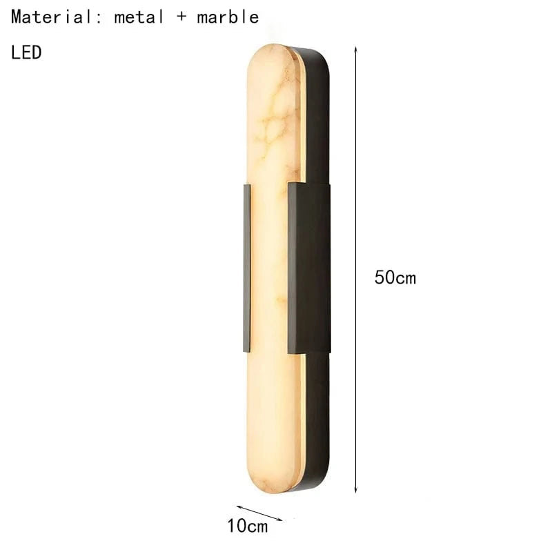50cm-Black / Warm light Applique murale marbre base cuivre