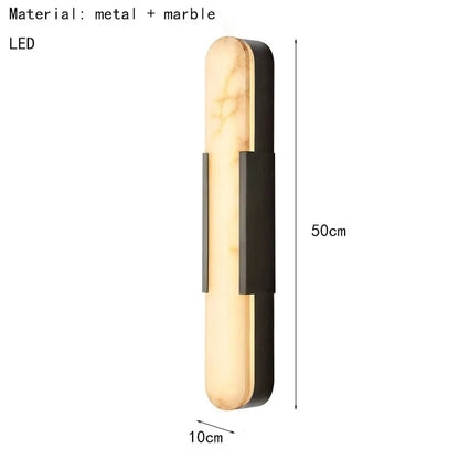 50cm-Black / Warm light Applique murale marbre base cuivre