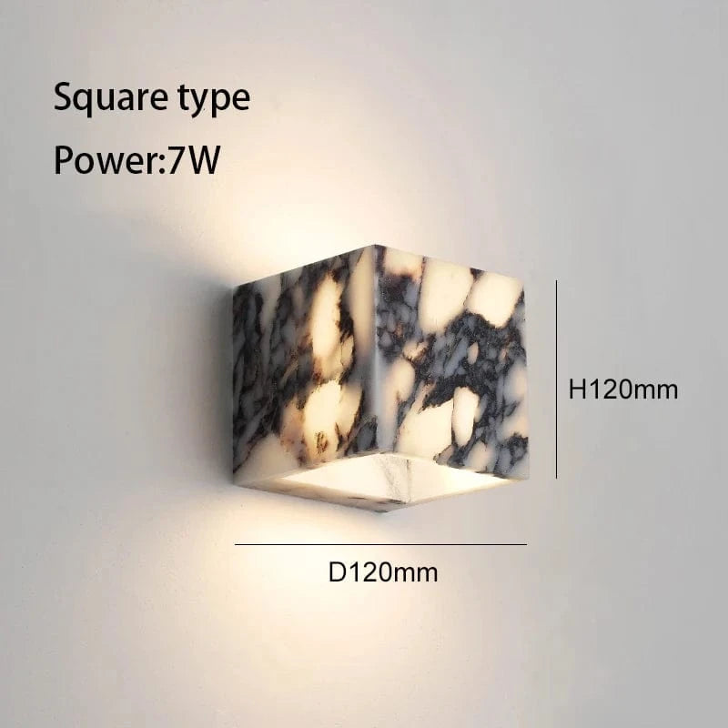 CUBE 12x12 CM / LUMIÈRE NEUTRE Applique murale marbre noir Marquina