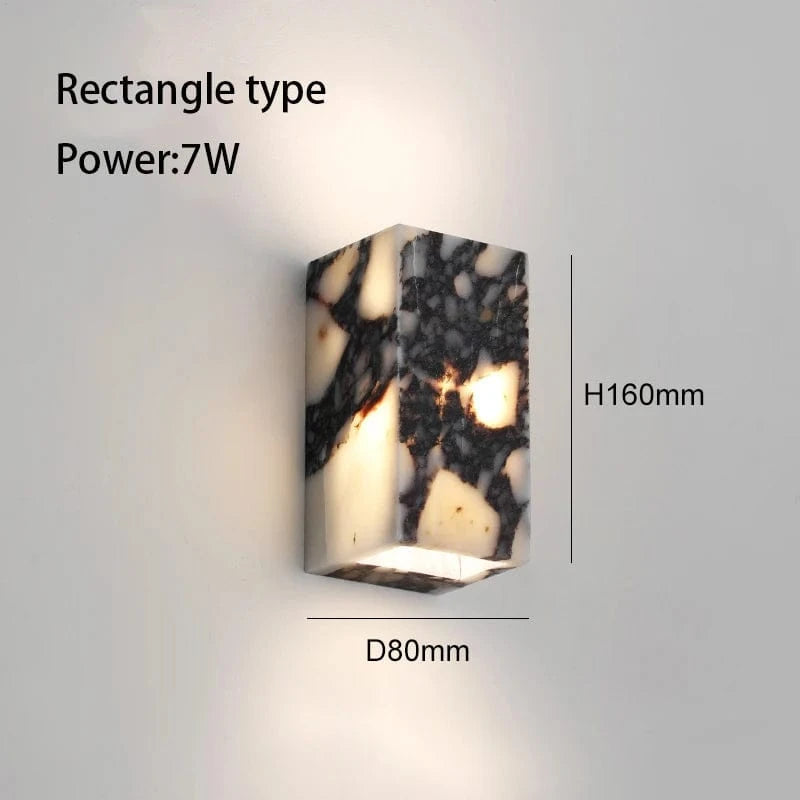 RECTANGLE 8x16 CM / LUMIÈRE FROIDE Applique murale marbre noir Marquina