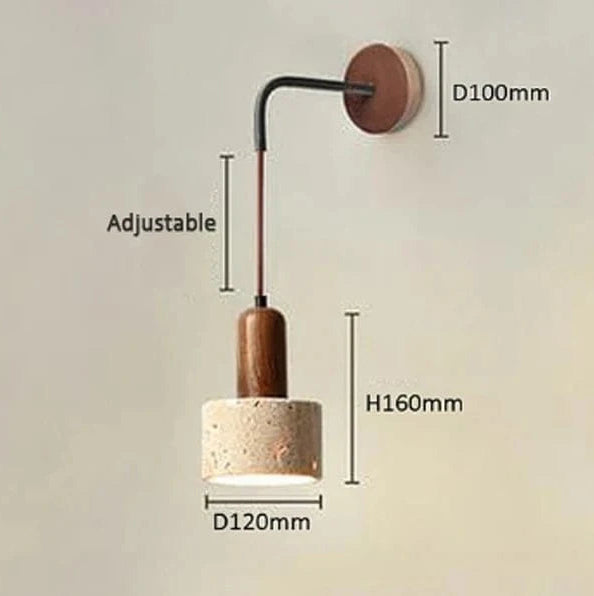 Warm White / No Switch Applique murale pierre et bois