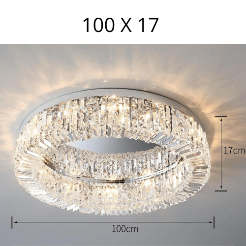 ARGENT 100CM ( 16 LED ) / LUMIÈRE CHAUDE 3500K Plafonnier cristal led