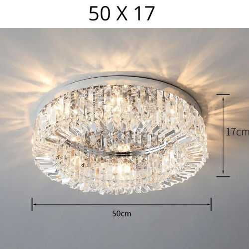 ARGENT 50CM  ( 6 LED ) / LUMIÈRE CHAUDE 3500K Plafonnier cristal led