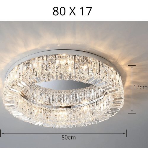 ARGENT 80CM ( 12 LED ) / LUMIÈRE CHAUDE 3500K Plafonnier cristal led