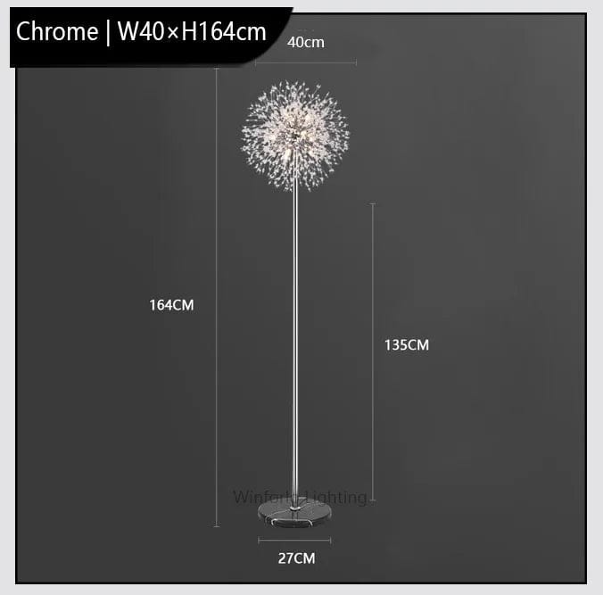 ARGENT CHROME 40 CM x 164 CM Lampe sur pied moderne