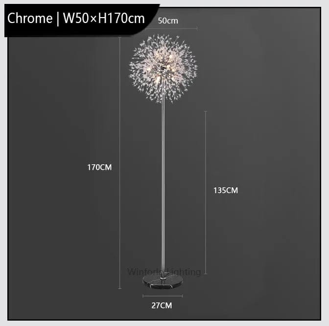 ARGENT CHROME 50 CM x 170 CM Lampe sur pied moderne