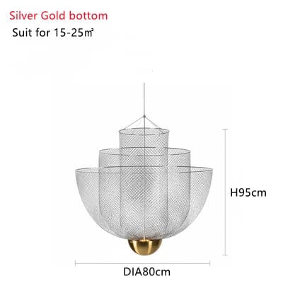 ARGENT TOUCHE DORÉ DIAMÈTRE 80 CM / AMPOULE LUMIÈRE FROIDE Lustre metal design