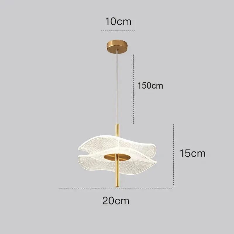 B style / 3 Light colors Suspension ondulante en acrylique base doré