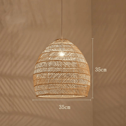 Beige 35cm Lustre rotin tressé