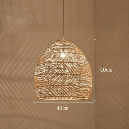 Beige 40cm Lustre rotin tressé