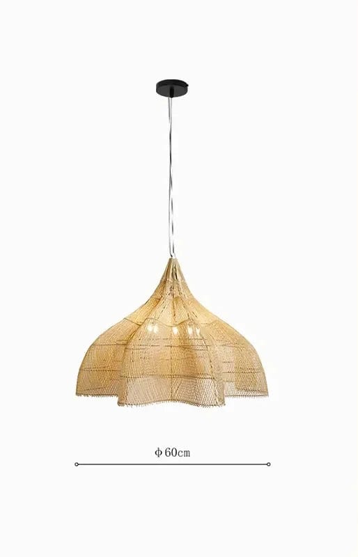 BEIGE DIAMÈTRE  60 CM / LUMIÈRE FROIDE Lustre rotin grande taille