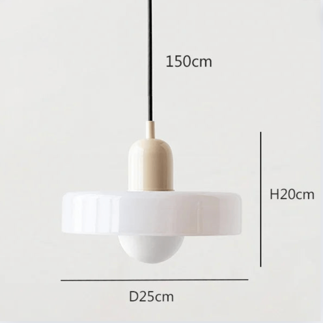 BEIGE ET BLANC / LUMIÈRE FROIDE Suspension scandinave vintage