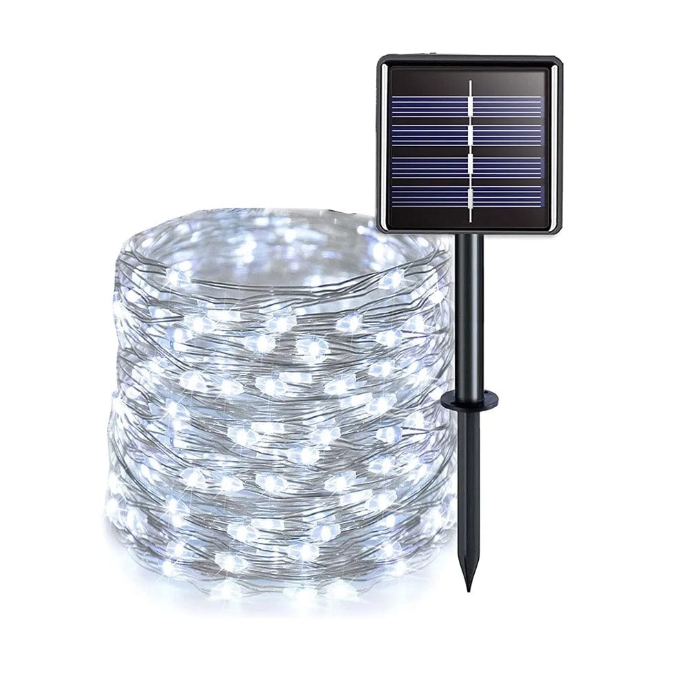 BLANC / 32M - 300LED Guirlandes lumineuses extérieur solaire