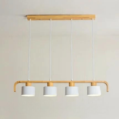 BLANC 4 TÊTES Luminaire cuisine bois