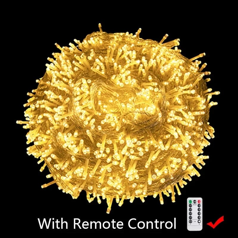 BLANC CHAUD AVEC TÉLÉCOMMANDE / 10M 80 LED 220V PRISE Guirlande d'extérieur