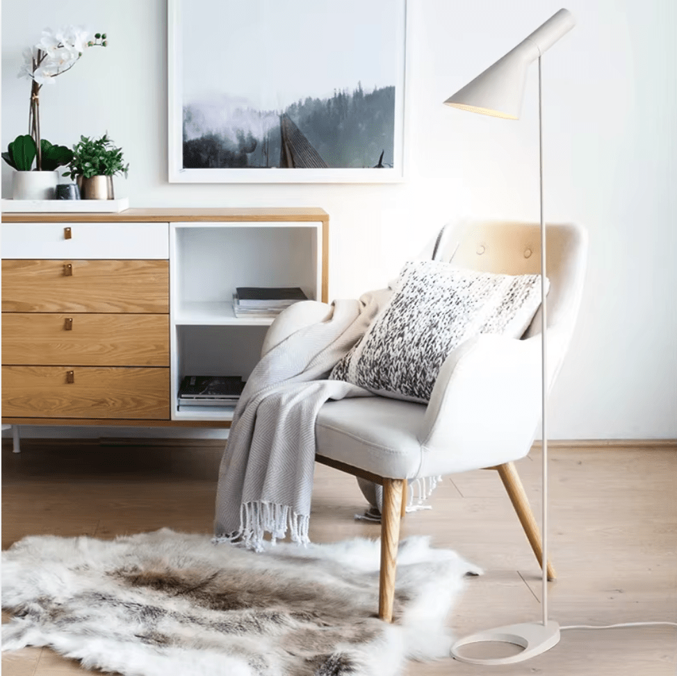 BLANC Lampe sur pied metal