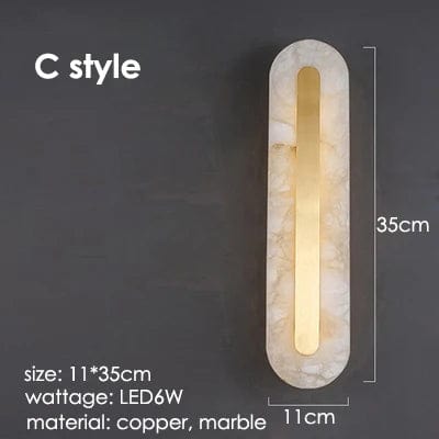 C 35cm / CHINA / warm  white Applique murale LED marbre et laiton