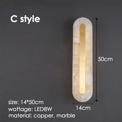 C 50cm / CHINA / neutral lighting Applique murale LED marbre et laiton