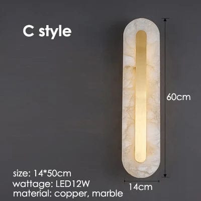 C 60cm / CHINA / warm  white Applique murale LED marbre et laiton