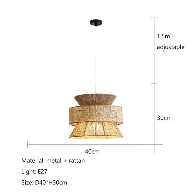 DIAMÈTRE 40 CM - A Suspension rotin corde de chanvre | Lueur Sauvage