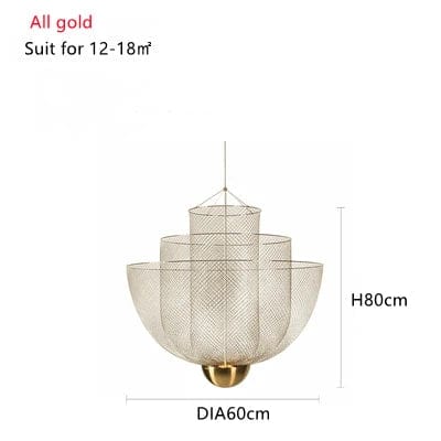 DORÉ DIAMÈTRE 60 CM / AMPOULE LUMIÈRE FROIDE Lustre metal design
