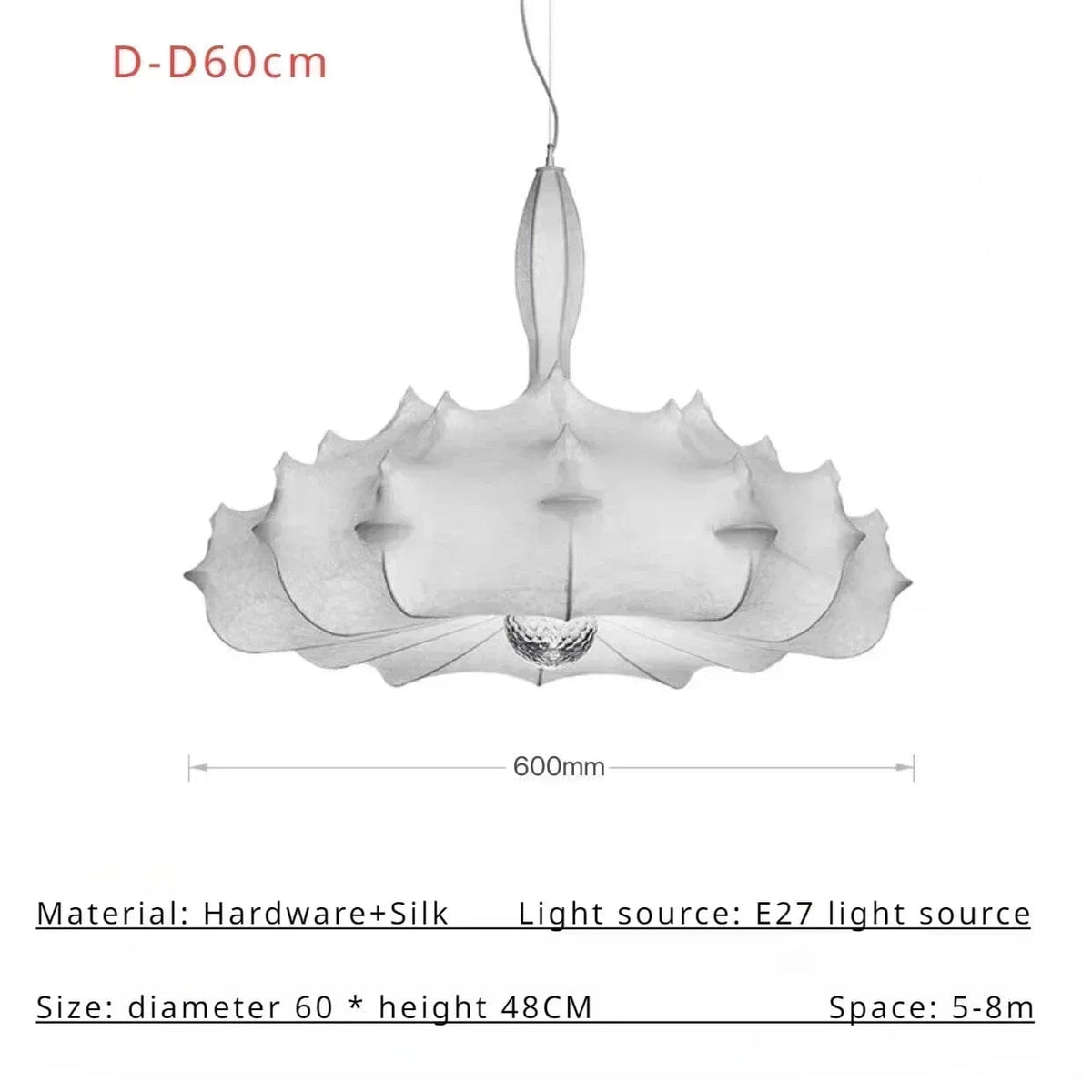 D-D60cm / Warm light Grand lustre chandelier en tissu