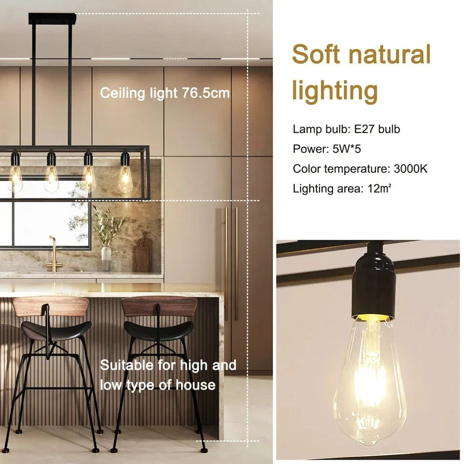 Grand lustre noir style industriel